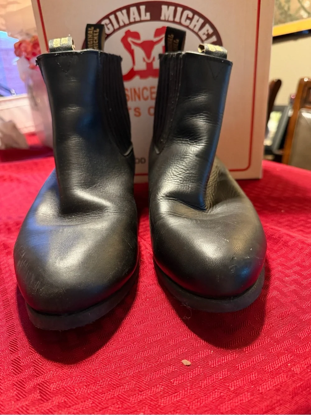 Michel Black Leather Charro Boots for Men